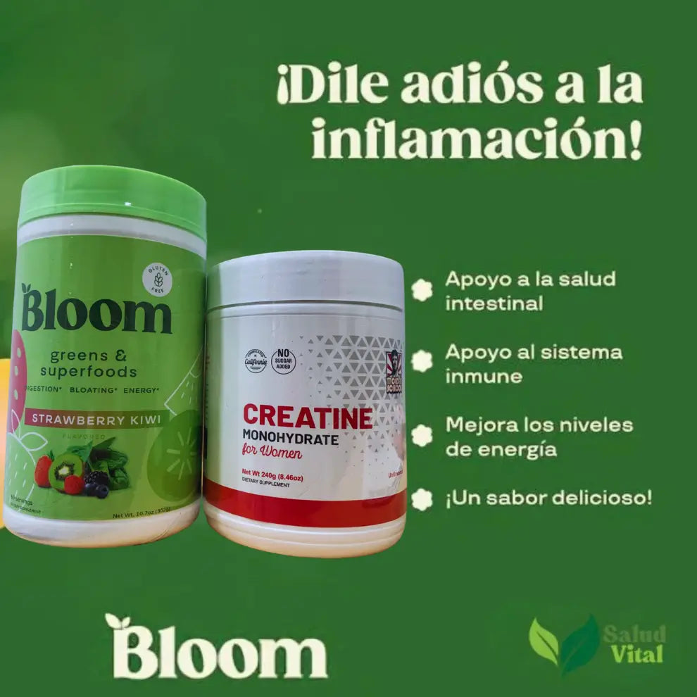 Bloom™ Kiwi y Fresa 🎁 Recibe Gratis Creatina 🔥 Mezcla de Antioxidantes, Probióticos y Verduras