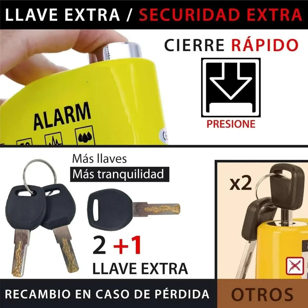 CAREPAIR® POTENTE CANDADO CON ALARMA 110 dB ➕ Envío Gratis