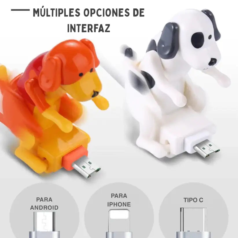 Cargador para iPhone y Tipo-C con Diseño de Perro Divertido en Acción