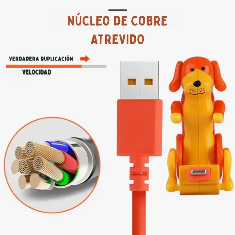 Cargador para iPhone y Tipo-C con Diseño de Perro Divertido en Acción