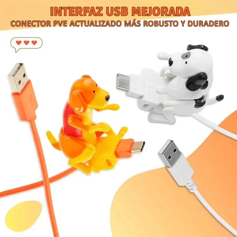 Cargador para iPhone y Tipo-C con Diseño de Perro Divertido en Acción