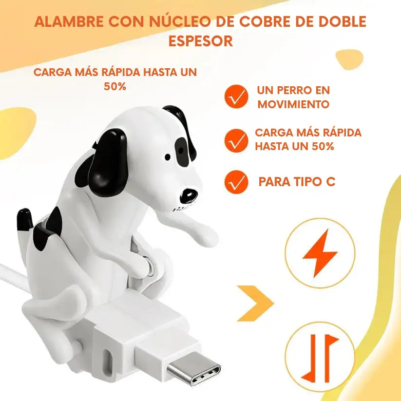 Cargador para iPhone y Tipo-C con Diseño de Perro Divertido en Acción