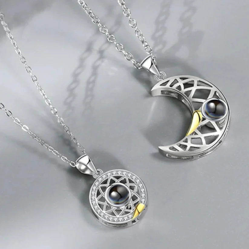 Collar De Proyección De Pareja De Sol Y Luna 🎁 Caja Elegante de Regalo Gratis
