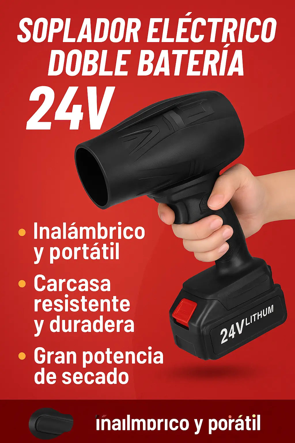 TurboStorm™ Soplador Eléctrico Doble Batería 24v ➕ Envío Gratis
