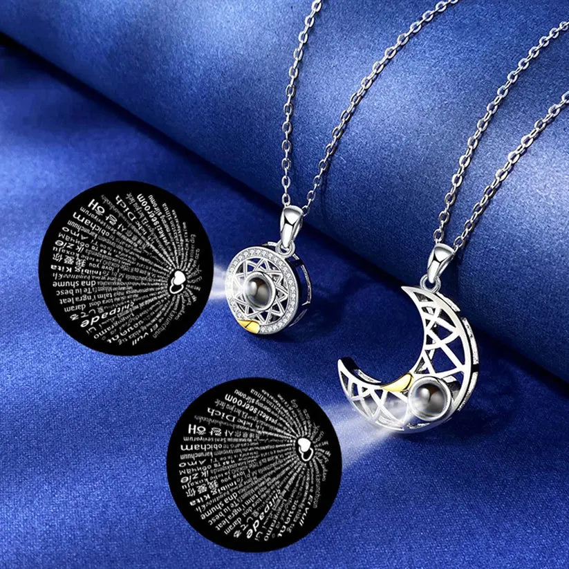 Collar De Proyección De Pareja De Sol Y Luna 🎁 Caja Elegante de Regalo Gratis