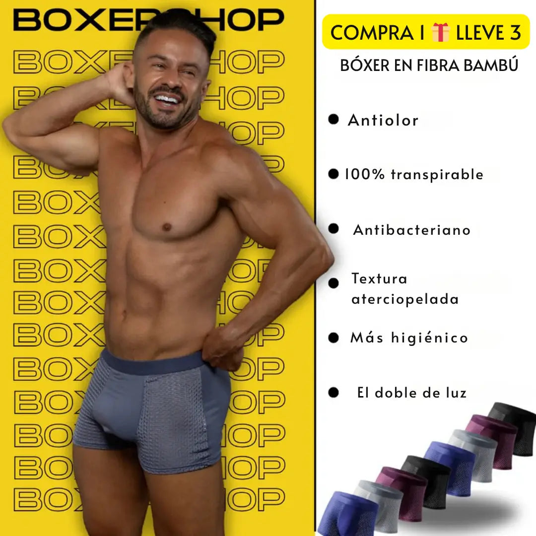 BÓXERS DE FIBRA DE BAMBÚ ✨ BAMBOOWEAR PREMIUM x3 ➕ Envío Gratis