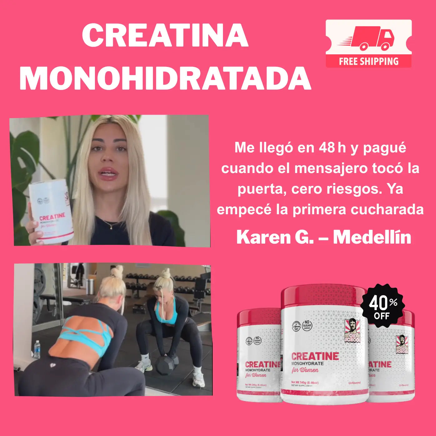 CREATINA CON MONOHIDRATO - TONIFICA TU CUERPO SIN INFLARTE ➕ Envío Gratis