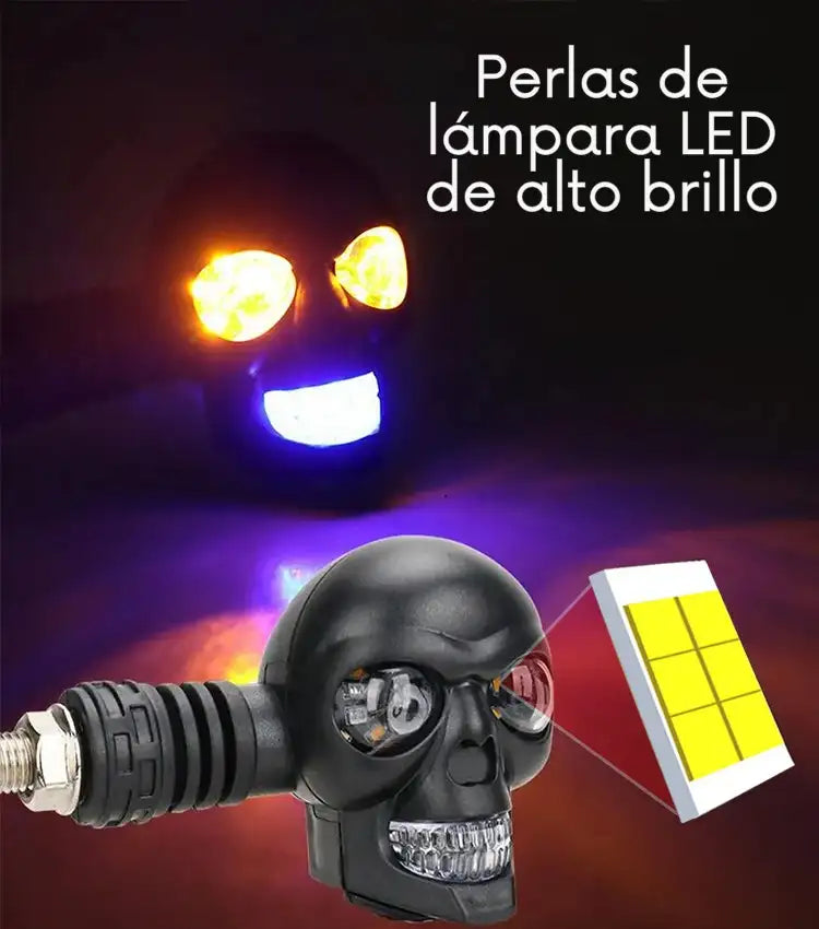 Potentes Direccionales para Motocicleta de Calavera con Luz LED Modificada ➕ Envío Gratis