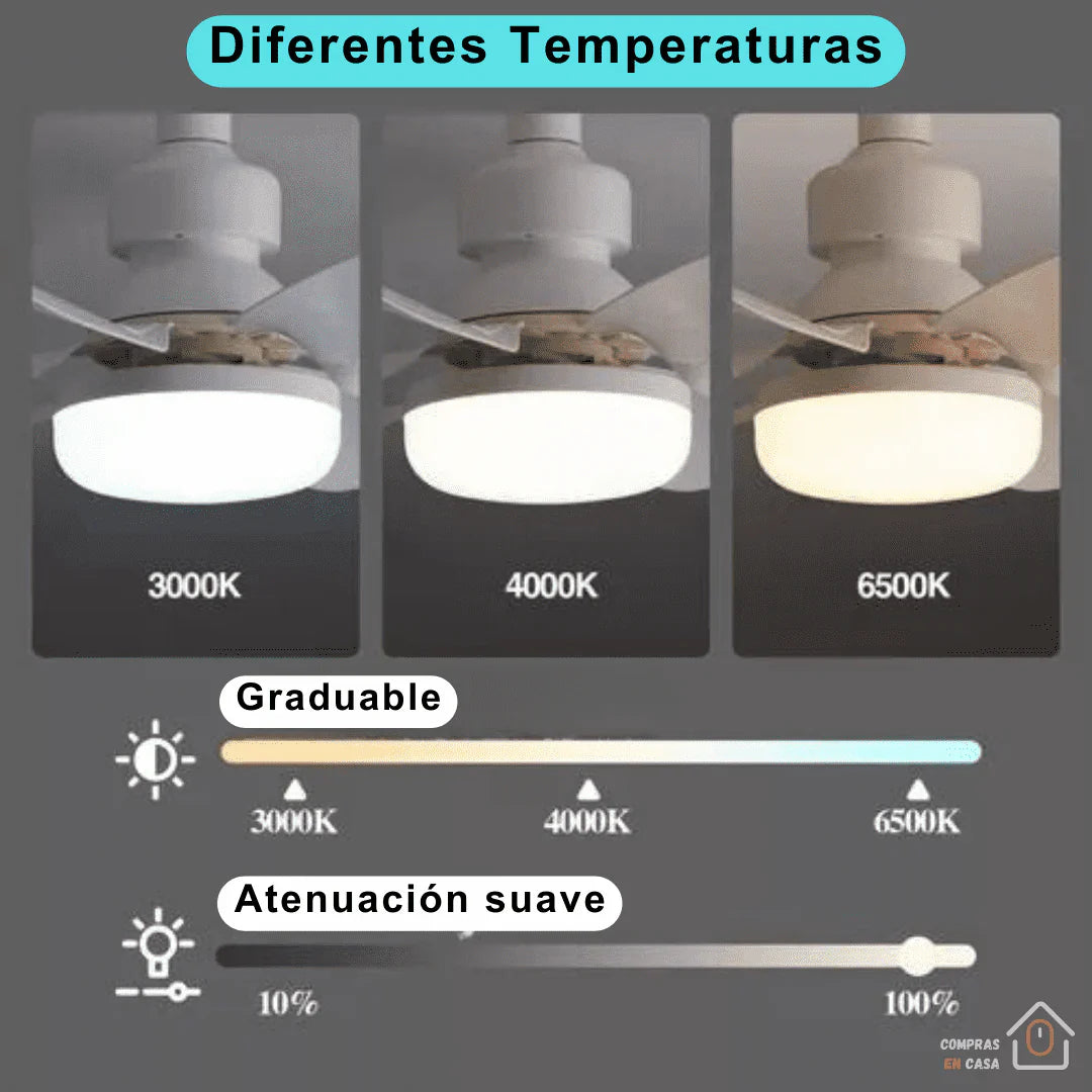 Ventilador de Techo con Luz LED 6 aspas y Control Remoto | ¡Mantente fresco y con estilo!