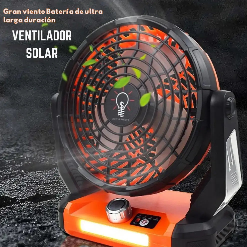 Ventilador Solar 3 en 1 portátil con Lámpara, Powerbank, Luz LED y Control Remoto