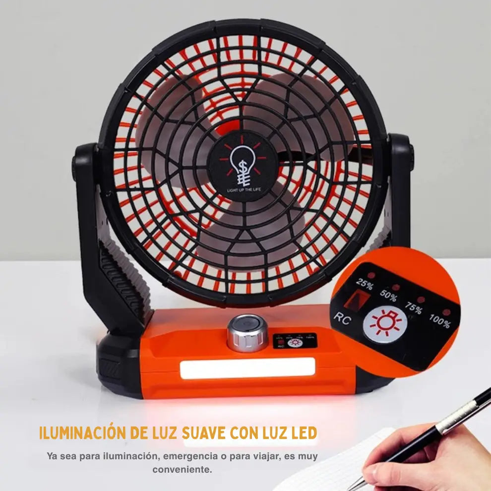 Ventilador Solar 3 en 1 portátil con Lámpara, Powerbank, Luz LED y Control Remoto