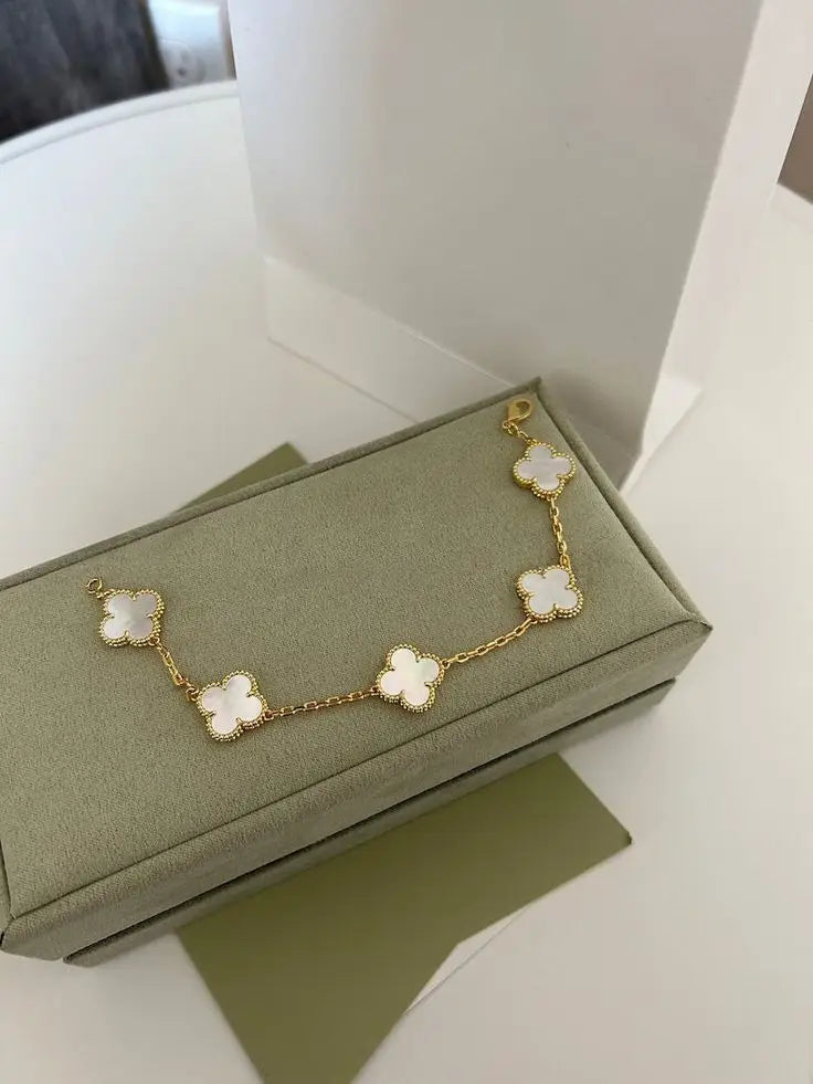 COLLAR Y PULSERA TRÉBOL 🎁 CON HERMOSA CAJA DE REGALO ➕ ENVÍO GRATIS