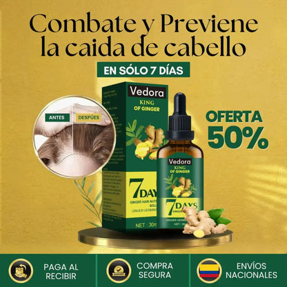 7DAYS ™ ACEITE ESENCIAL DE JENGIBRE REVITALIZANTE ANTI CAIDA Y CRECIMIENTO ACELERADO PARA EL CABELLO