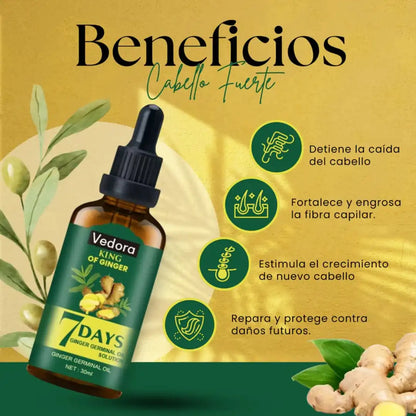 7DAYS ™ ACEITE ESENCIAL DE JENGIBRE REVITALIZANTE ANTI CAIDA Y CRECIMIENTO ACELERADO PARA EL CABELLO