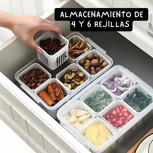 ORGANIZADOR DE 4 y 6 REJILLAS PARA ALMACENAMIENTO DE ALIMENTOS ➕ Envío Gratis