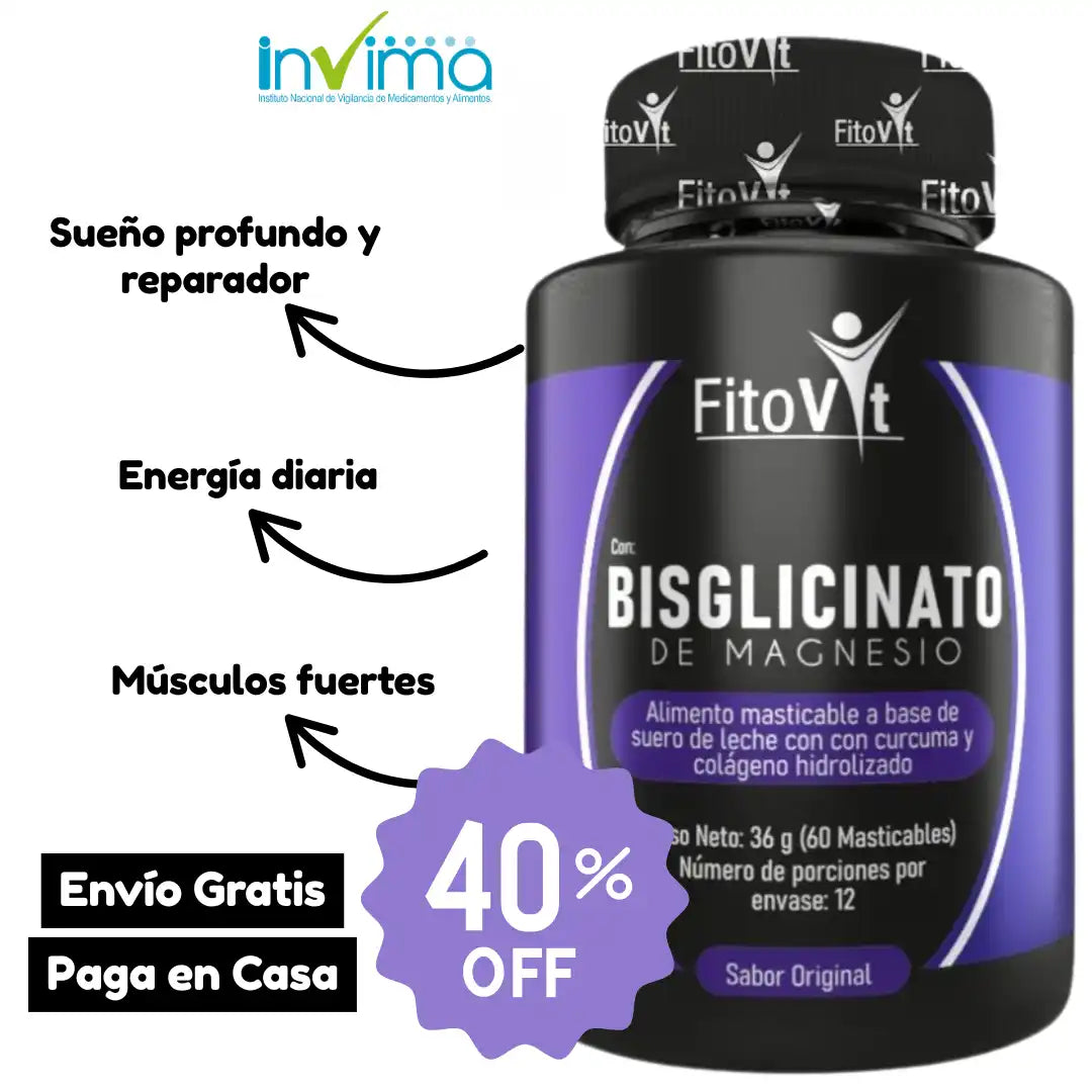 Bisglicinato de magnesio 60 cápsulas masticables Fitovit ➕ Envío Gratis