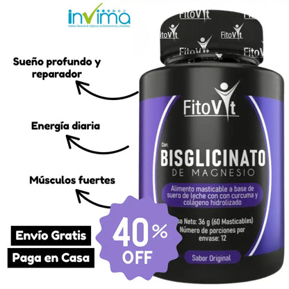 Bisglicinato de magnesio 60 cápsulas masticables Fitovit ➕ Envío Gratis