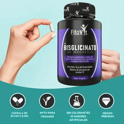 Bisglicinato de magnesio 60 cápsulas masticables Fitovit ➕ Envío Gratis