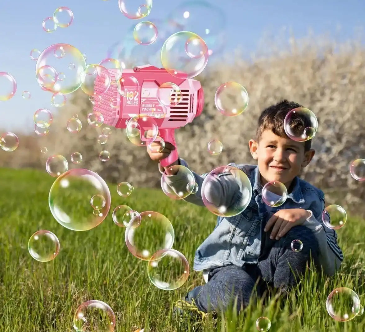 Pistola de Burbujas de 132 Agujeros 🎁 Gratis: x2 Líquidos de Burbujas | Batería recargable| Cable USB | Envío Gratis