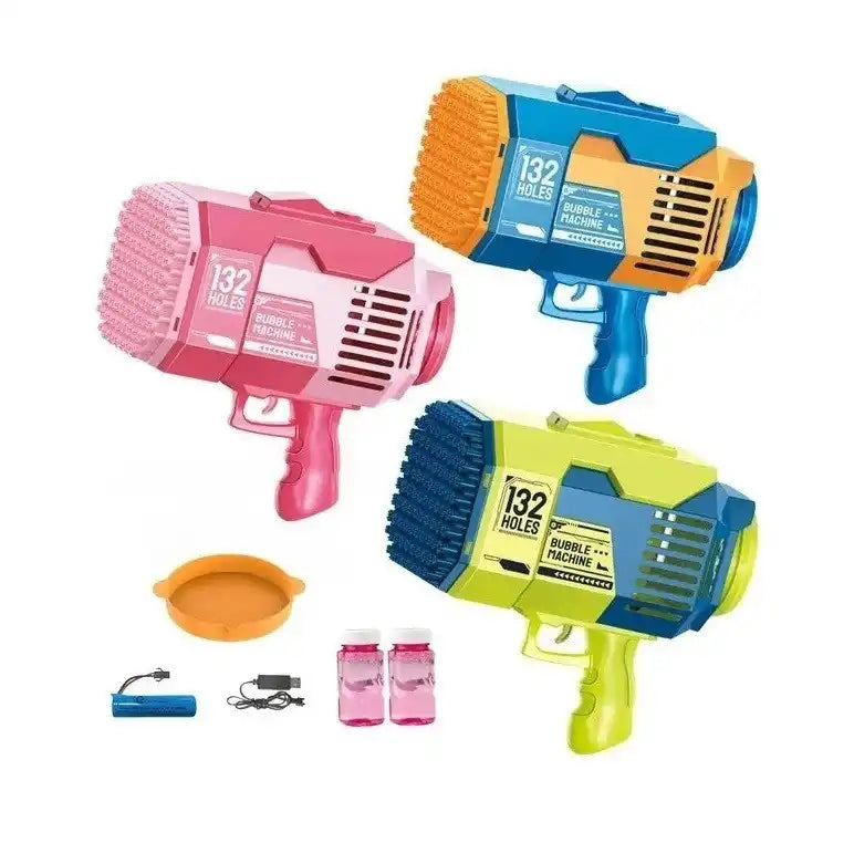 Pistola de Burbujas de 132 Agujeros 🎁 Gratis: x2 Líquidos de Burbujas | Batería recargable| Cable USB | Envío Gratis