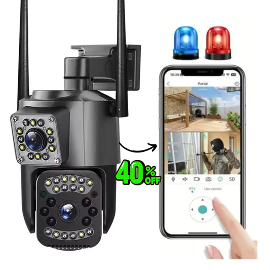 Cámara de Seguridad PTZ con Doble Lente Exterior Wifi ✨ Seguridad con visión doble y cobertura 360°