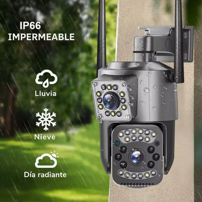 Cámara de Seguridad PTZ con Doble Lente Exterior Wifi ✨ Seguridad con visión doble y cobertura 360°
