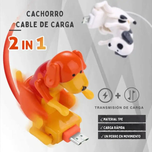 Cargador para iPhone y Tipo-C con Diseño de Perro Divertido en Acción