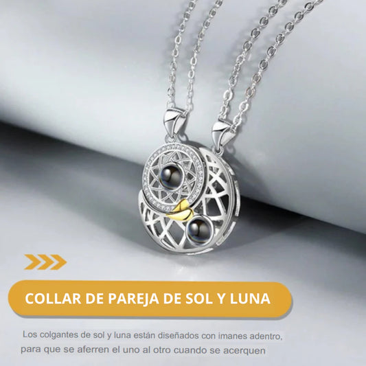 Collar De Proyección De Pareja De Sol Y Luna 🎁 Caja Elegante de Regalo Gratis