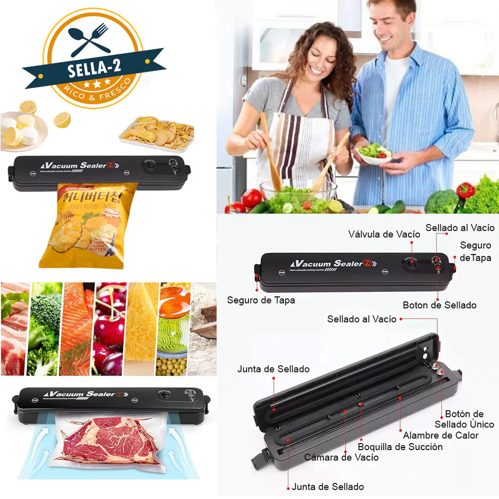 Sellador al Vacío Sella-2 en 1(incluye bolsas de plástico para sellar)➕ENVIO GRATIS