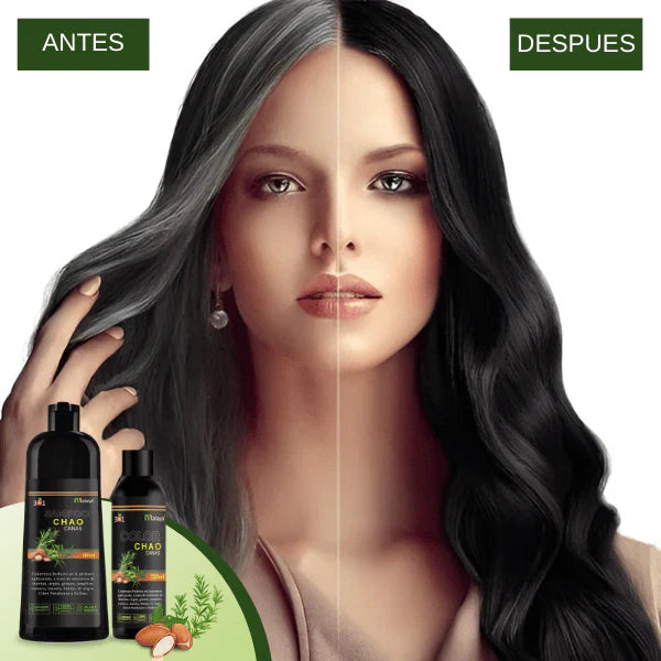Shampoo Chao Canas Cabello joven, brillante y sin canas, naturalmente ✨ ReviveGlow™  ➕ Obsequios🎁