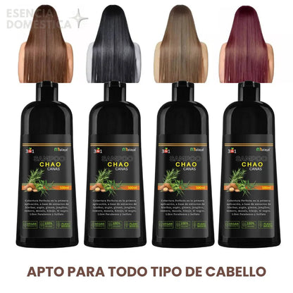 Shampoo Chao Canas Cabello joven, brillante y sin canas, naturalmente ✨ ReviveGlow™  ➕ Obsequios🎁