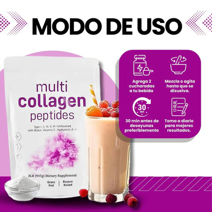 COLAGENO PURO MULTIPLES VITAMINAS 5 EN 1 – FORTALECE ARTICULACIONES, PIEL Y CABELLO