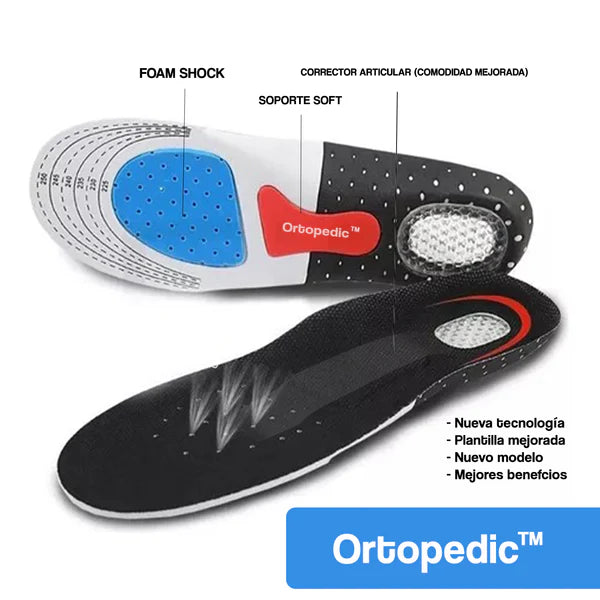 Plantillas Ortopédicas - Tecnología Gel que alivia el dolor por fascitis plantar o largas jornadas de pie.