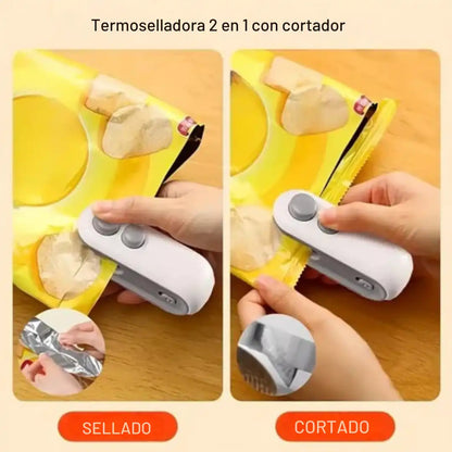 Sellador y Cortador de Bolsas 2 en 1 | Portátil y Recargable ➕ Envió Gratis