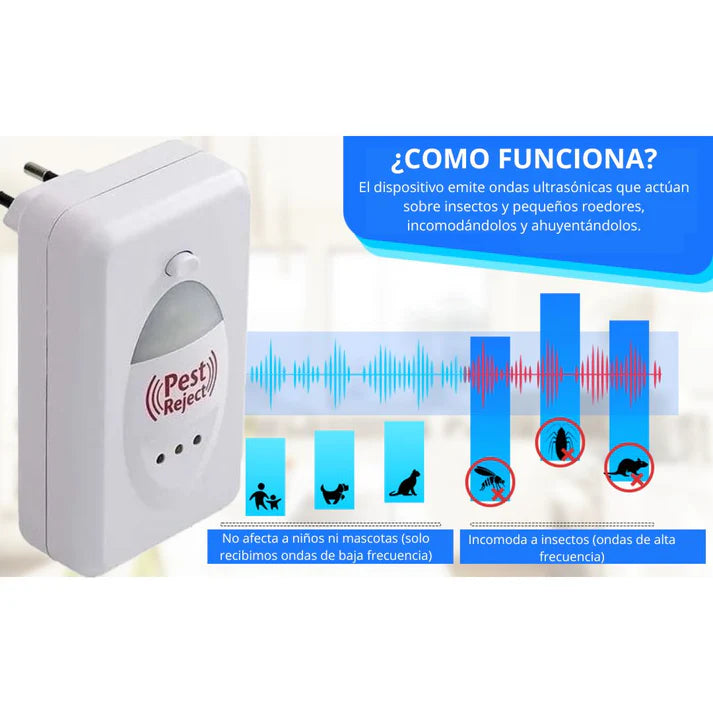 Repelente Ultrasónico PestReject®  Potente Dispositivo de Control de Plagas ➕ Envío Gratis