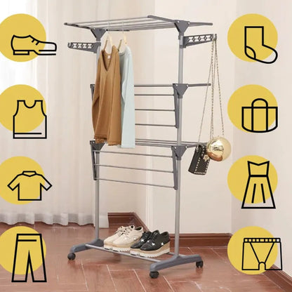 Tendedero De Ropa Plegable Con Ruedas ➕ Envío Gratis