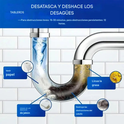 Potente Desatascador de Desagües para Cocina y Baño - Disuelve más de 200 tipos de Obstrucciones y Elimina el 49% de las Bacterias