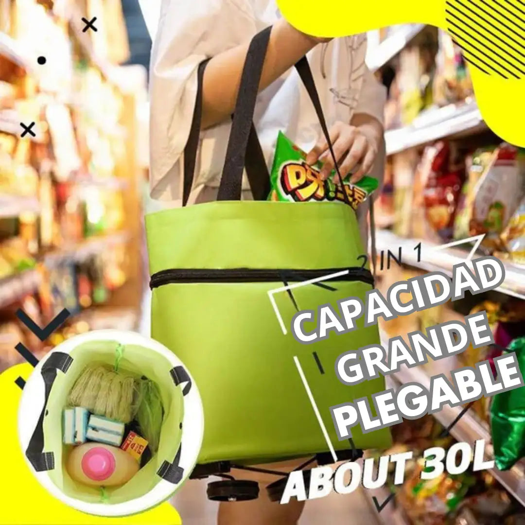 Carrito Resistente de Compra Plegable 2 en 1 ➕ Envío Gratis