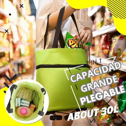 Carrito Resistente de Compra Plegable 2 en 1 ➕ Envío Gratis