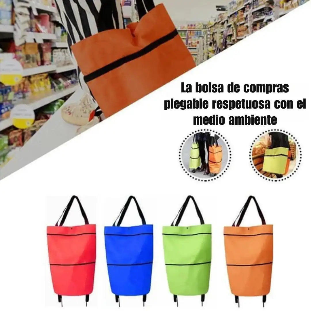 Carrito Resistente de Compra Plegable 2 en 1 ➕ Envío Gratis