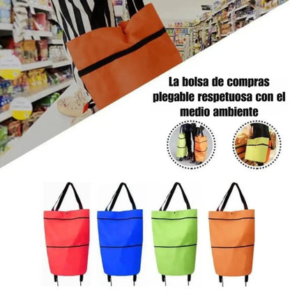 Carrito Resistente de Compra Plegable 2 en 1 ➕ Envío Gratis