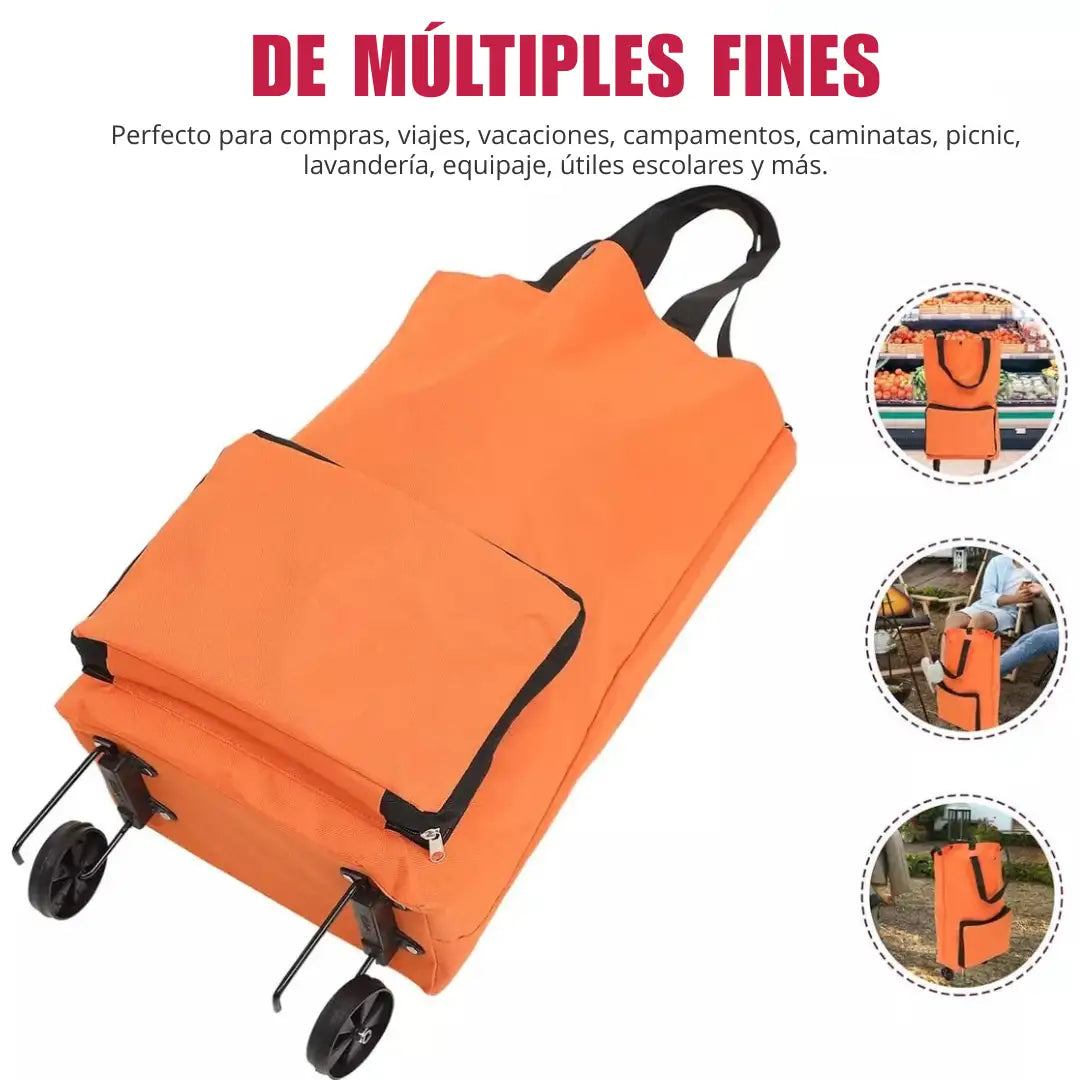 Carrito Resistente de Compra Plegable 2 en 1 ➕ Envío Gratis