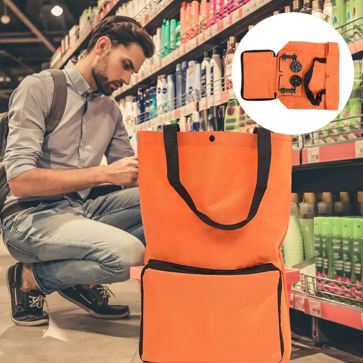 Carrito Resistente de Compra Plegable 2 en 1 ➕ Envío Gratis