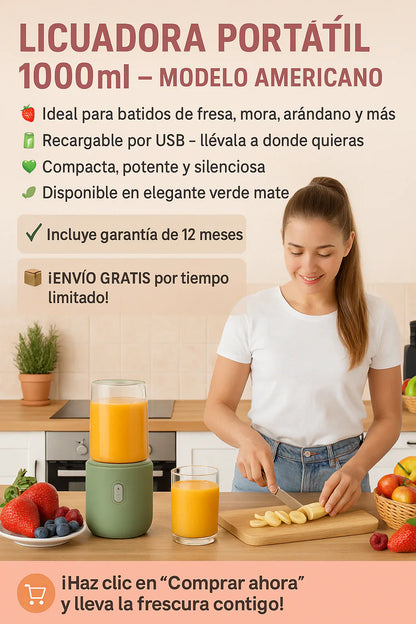 POTENTE LICUADORA PORTATIL ✨ VASO ADICIONAL DE OBSEQUIO 🎁 Envío Gratis