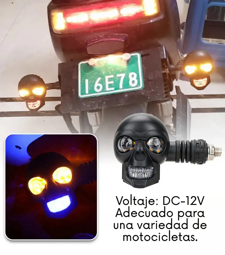 Potentes Direccionales para Motocicleta de Calavera con Luz LED Modificada ➕ Envío Gratis