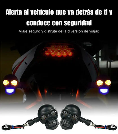 Potentes Direccionales para Motocicleta de Calavera con Luz LED Modificada ➕ Envío Gratis
