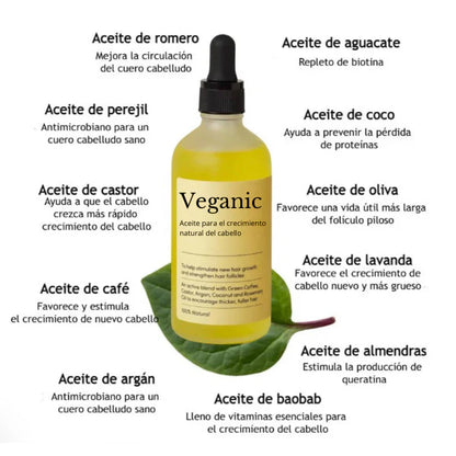 Aceite Natural Veganic 🎁 Compra 1 Lleva 2 - Para Doble Crecimiento del Cabello ➕ Envío Gratis
