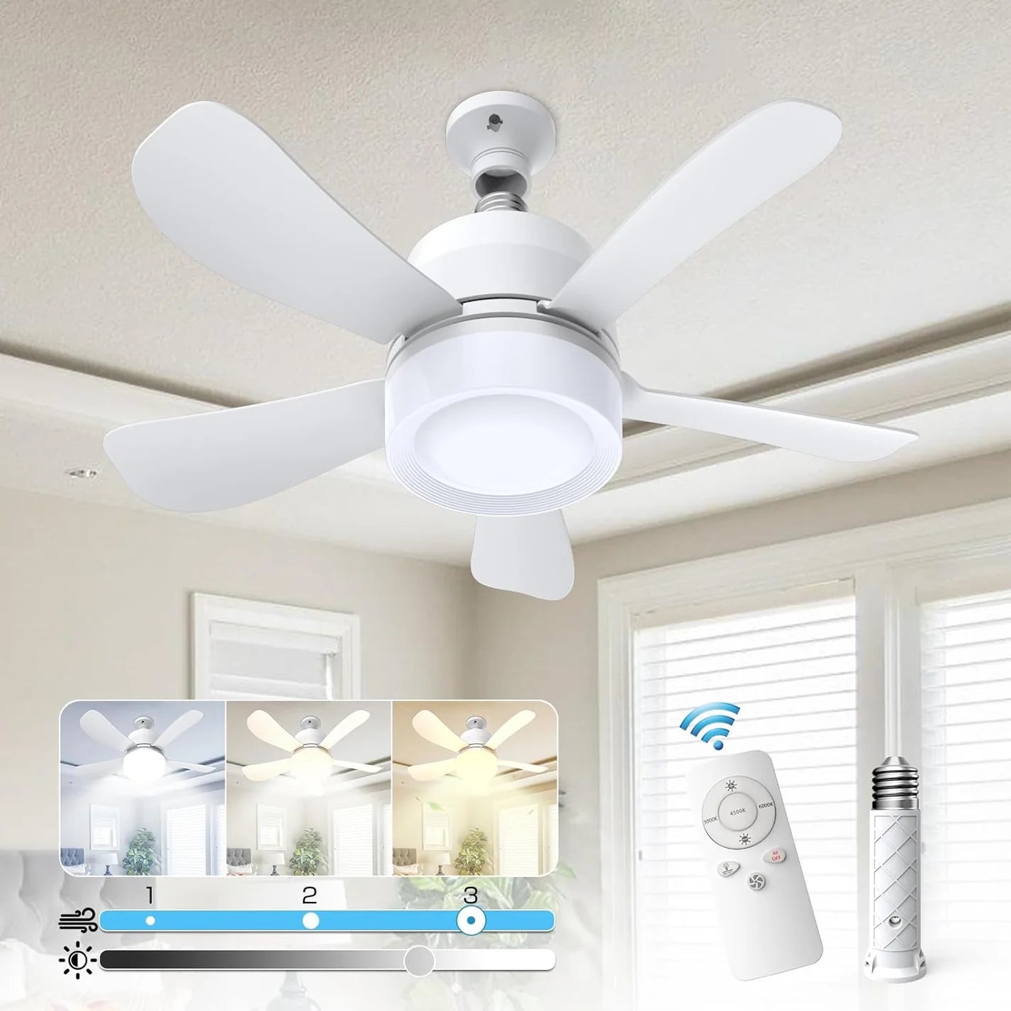 Ventilador de Techo con Luz LED  6 aspas y Control Remoto | ¡Mantente fresco y con estilo!
