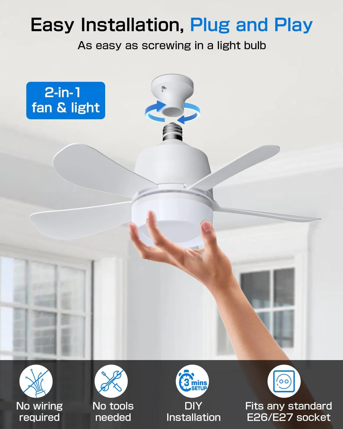 Ventilador de Techo con Luz LED  6 aspas y Control Remoto | ¡Mantente fresco y con estilo!
