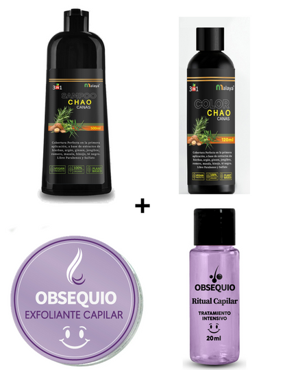 Shampoo Chao Canas Cabello joven, brillante y sin canas, naturalmente ✨ ReviveGlow™  ➕ Obsequios🎁